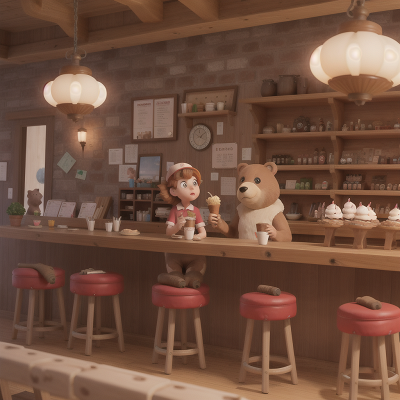 Image For Post Anime, bear, ice cream parlor, confusion, mechanic, kangaroo, HD, 4K, AI Generated Art
