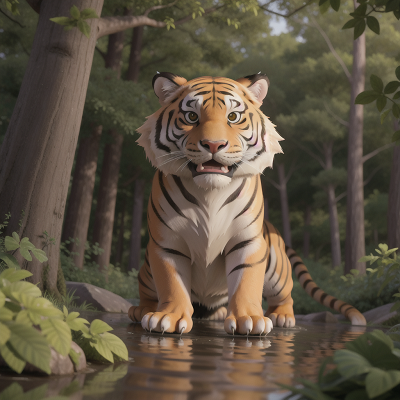 Image For Post Anime, drought, ghost, forest, detective, tiger, HD, 4K, AI Generated Art