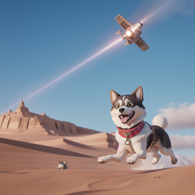 Image For Post Anime, flying, dog, sled, desert, laser gun, HD, 4K, AI Generated Art