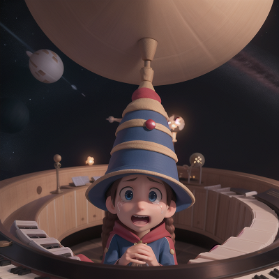 Image For Post Anime, wizard's hat, piano, space station, crying, musician, HD, 4K, AI Generated Art