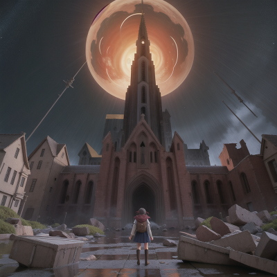 Image For Post Anime, earthquake, spaceship, anger, cathedral, flood, HD, 4K, AI Generated Art
