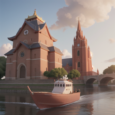 Image For Post Anime, firefighter, cathedral, surprise, temple, boat, HD, 4K, AI Generated Art