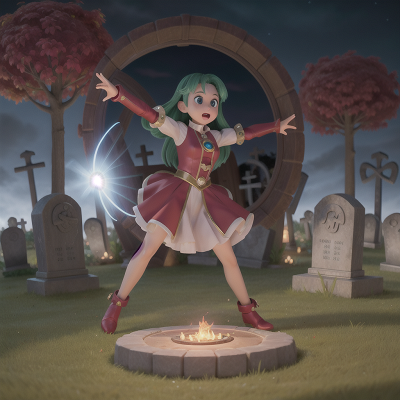Image For Post Anime, energy shield, dancing, force field, enchanted mirror, haunted graveyard, HD, 4K, AI Generated Art