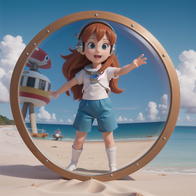 Image For Post Anime, enchanted mirror, beach, shield, astronaut, boat, HD, 4K, AI Generated Art