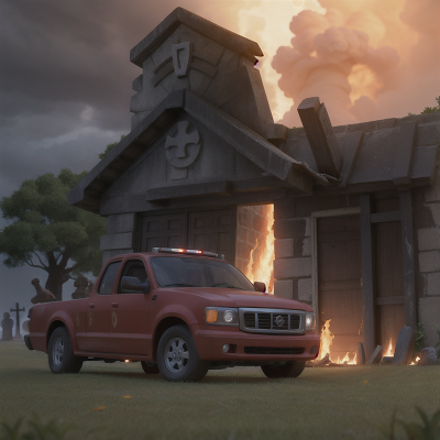 Image For Post Anime, treasure, firefighter, storm, haunted graveyard, car, HD, 4K, AI Generated Art