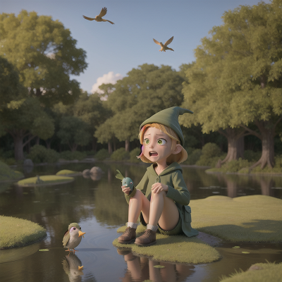 Image For Post Anime, park, bird, crying, swamp, wizard, HD, 4K, AI Generated Art