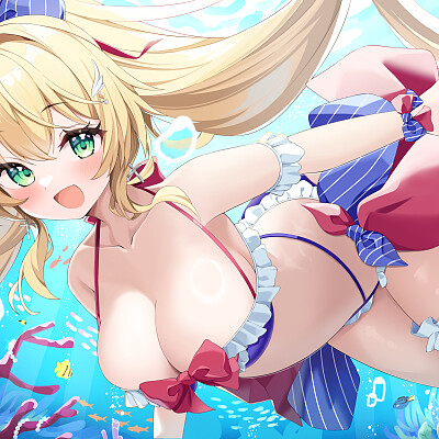 Image For Post "Heyyy! Shikikan! I'm over here~! The sea is refreshing and feels great!"