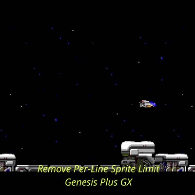 Image For Post | *Remove Per-Line Sprite Limit* [genesis_plus_gx_no_sprite_limit] (core 
option)

Removes the original sprite-per-scanline hardware limit. This reduces 
flickering but can cause visual glitches, as some games exploit the 
hardware limit to generate special effects.

* *Off [disabled]* - Keeps the per-line sprite limit.
* On [enabled] - Disables the per-line sprite limit.

Game is R-Type on the Sega Master System

DISCLAIMER: Libretro can do whatever with these videos. Or maybe someone
 can make even better videos. These video demonstrations of core options
 and such were made just so users would have at least have something to 
use as an animated visual reference.