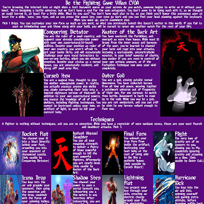 Image For Post Be the Fighting Game Villain CYOA