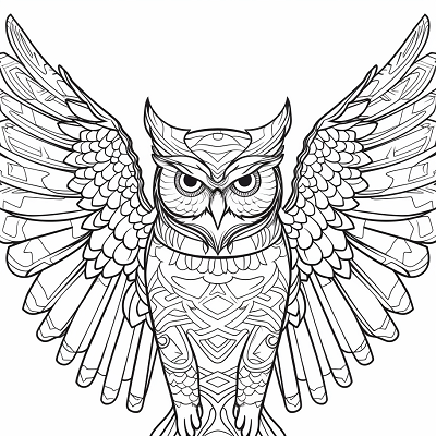 Image For Post Nocturnal Owl in Flight - Printable Coloring Page