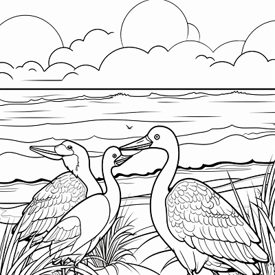 Image For Post Birds In Coastal Habitat - Printable Coloring Page