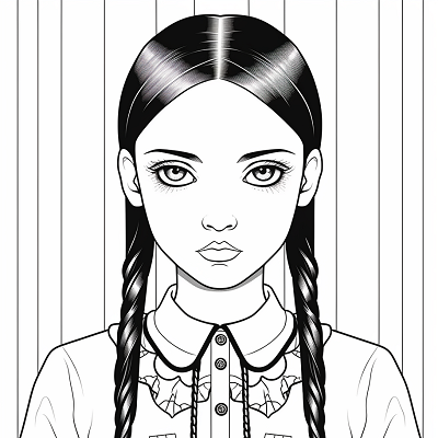 Image For Post Classic Wednesday Addams Pigtails Portrait - Wallpaper