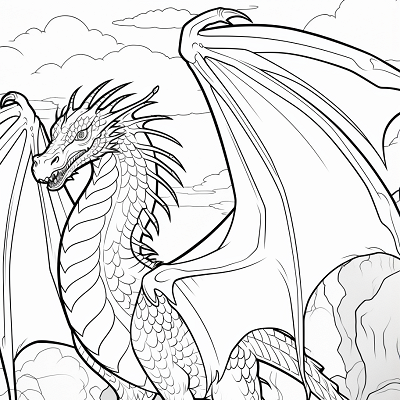 Image For Post Fantasy Dragon Flapping Wings - Printable Coloring Page