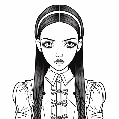 Image For Post Wednesday Addams in Traditional Style - Wallpaper