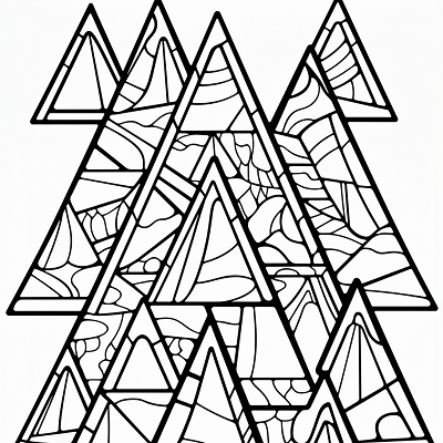Image For Post Abstract Christmas Tree Triangle Elements - Printable Coloring Page
