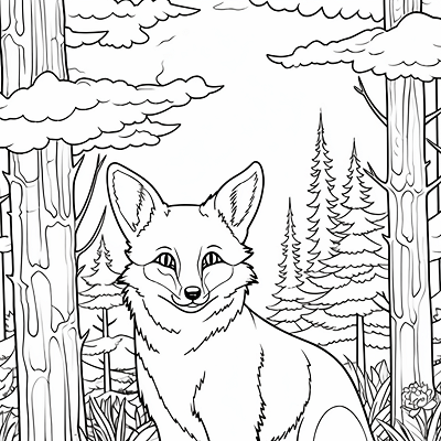 Image For Post Friendly Fox in the Forest - Printable Coloring Page