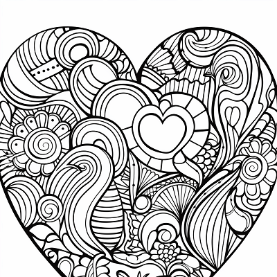 Image For Post Heart Image with Doodle Details - Printable Coloring Page