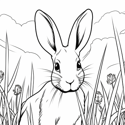 Image For Post Bunny in the Meadow - Printable Coloring Page