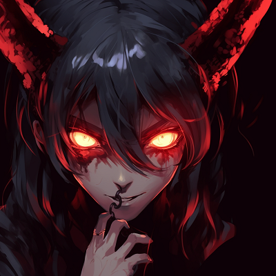 Image For Post | Close-up view of an awakened demon, intense and vivid red eyes. demonic anime pfp concepts pfp for discord. - [demonic anime pfp](https://hero.page/pfp/demonic-anime-pfp)