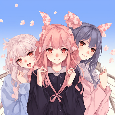 Image For Post Anime Girls in Springtime - aesthetic anime trio pfp