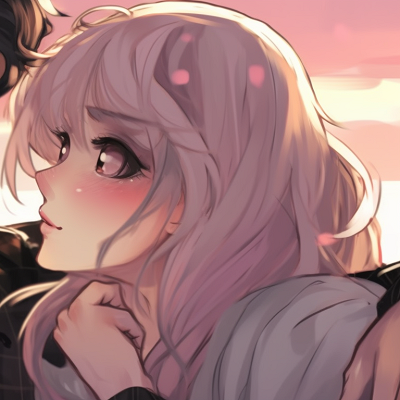 Image For Post | Two characters amidst a dazzling dusk backdrop, filled with warm peach and lavender shades. fun matching pfp for bf and gf pfp for discord. - [matching pfp for bf and gf, aesthetic matching pfp ideas](https://hero.page/pfp/matching-pfp-for-bf-and-gf-aesthetic-matching-pfp-ideas)