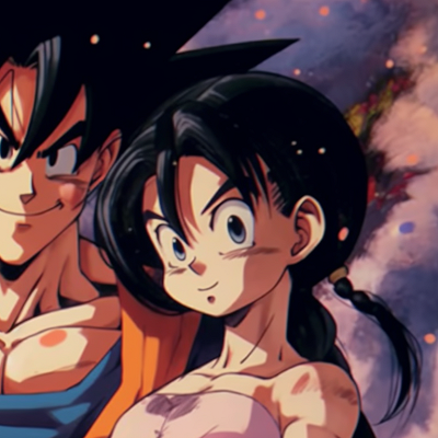Image For Post | Goku and Chichi framed by space, cosmic colors and sheen highlighted. goku and chichi dragon ball art pfp for discord. - [goku and chichi matching pfp, aesthetic matching pfp ideas](https://hero.page/pfp/goku-and-chichi-matching-pfp-aesthetic-matching-pfp-ideas)