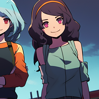 Image For Post | Two friends, soft outlines and warm colors, immersed in a conversation on the city streets. modern matching pfp for 4 friends pfp for discord. - [matching pfp for 4 friends, aesthetic matching pfp ideas](https://hero.page/pfp/matching-pfp-for-4-friends-aesthetic-matching-pfp-ideas)