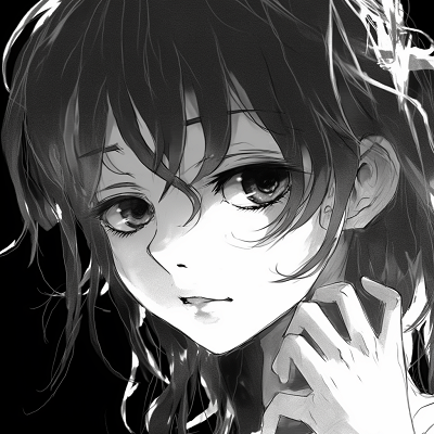 Image For Post | A serene looking anime character in black and white, attention to detail in the eyes. creative black and white anime pfps - [Black and white anime pfp](https://hero.page/pfp/black-and-white-anime-pfp)