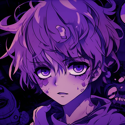 Image For Post | Prominent anime boy with blazing purple hair, strong outlines and artistic energy. eye-catching purple anime boys - [Expert Purple Anime PFP](https://hero.page/pfp/expert-purple-anime-pfp)