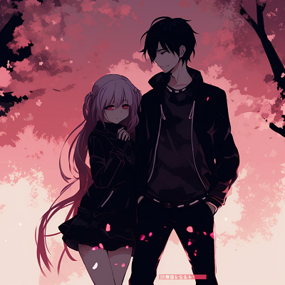 Image For Post | Profile picture of an anime couple surrounded by falling sakura petals, vibrant color contrast and dynamic imagery. cool anime couple pfp - [Anime Couple pfp](https://hero.page/pfp/anime-couple-pfp)