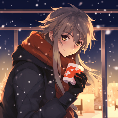 Image For Post | Anime couple in a romantic winter setting, each one holding a hot drink, with Christmas lights glowing in the background, beautiful shadows and reflections. couple based anime christmas pfp - [anime christmas pfp optimized space](https://hero.page/pfp/anime-christmas-pfp-optimized-space)