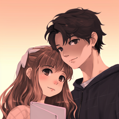 Image For Post Cute Blushing Anime Couple PFP - artistic couple anime pfp