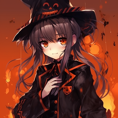 Image For Post | Visually striking duo, set against a dark background featuring autumnal colors. halloween anime pfp pairing - [Halloween Anime PFP Collection](https://hero.page/pfp/halloween-anime-pfp-collection)