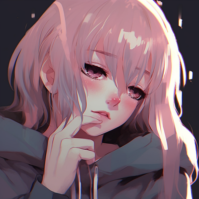 Image For Post | Profile shot of the anime girl emphasizing on her facial features, elaborately shaded hair and subdued hues. aesthetic anime girl with sad pfp - [Sad PFP Anime](https://hero.page/pfp/sad-pfp-anime)