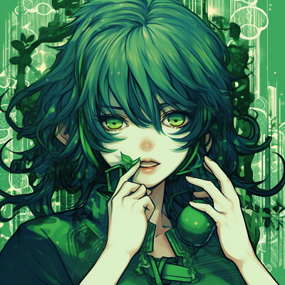Image For Post | Anime character in neon green, high contrasts between neon greens and darker colors, sharp lines green anime pfp vibrant designs - [Green Anime PFP Universe](https://hero.page/pfp/green-anime-pfp-universe)