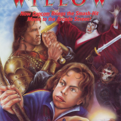 Image For Post | **Arcade version**  

**Description**  
Willow is an arcade game based loosely on the 1988 movie. You play as Willow (and later Madmartigan) who has been tasked to rescue and protect the holy baby Elora from the evil Witch Queen Bavmorda. You have to traverse over six levels with each level seeing you playing as either Willow or Madmartigan. Each character has a weapon which can be used to kill the various baddies scattered over the levels. If you get hit you lose part of your vital bar. When it's empty you lose a life. When a baddie dies he leaves behind gold which then can be spent on upgrades found in shops on each level. At the end of each level is a end of level boss which takes various amounts of shots to kill.

Willow is a platform game which scrolls when you move from the left to right. Some parts of the levels will see you moving upwards or downwards as well.

**Development**  
Capcom director Yoshiki Okamoto commented that the game was part of a broader strategy of Capcom at the time to appeal to a wider audience by using established characters from other media, as their original characters could be too niche.

In addition to Willow, he cited games based on Area 88 and Destiny of an Emperor as part of this strategy. Capcom developed two games based on Willow in 1989. The arcade game plays similar to Capcom's previous fantasy action platformer Ghouls n' Ghosts. The Willow game developed for the for the NES is a role playing game.