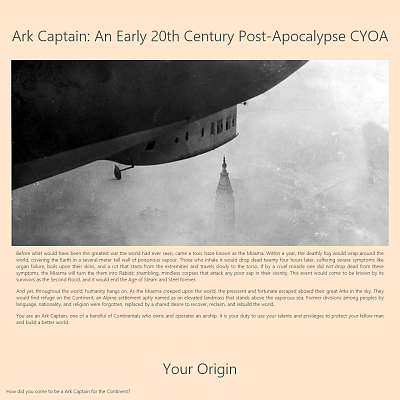 Image For Post Ark Captain: An Early 20th Century Post Apocalypse CYOA