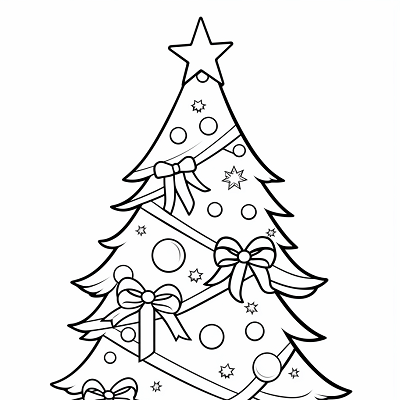 Image For Post Simple Festive Fir Presents Beneath - Printable Coloring Page