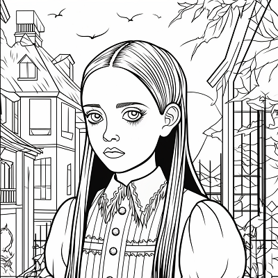 Image For Post Wednesday Addams with Pet Detailed Artwork - Wallpaper