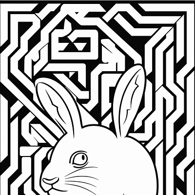 Image For Post | Bunny depicted in a graphic maze with geometric line work.printable coloring page, black and white, free download - [Bunny Coloring Pages ](https://hero.page/coloring/bunny-coloring-pages-printable-fun-for-kids-and-adults)