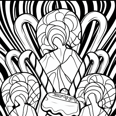 Image For Post Bunny with Candy Canes - Printable Coloring Page