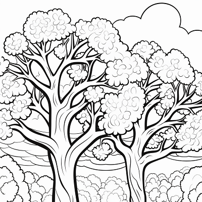 Image For Post | A rainbow setting over the treetop canopy with detailed shading on the trees and simple curves for the rainbow. printable coloring page, black and white, free download - [Rainbow Coloring Pages ](https://hero.page/coloring/rainbow-coloring-pages-creative-printables-for-kids-and-adults)