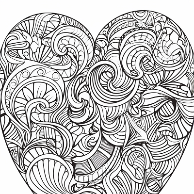 Image For Post Valentine Swirl Heart Deco - Printable Coloring Page