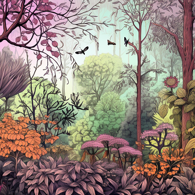 Image For Post Detailed Forest Sketch Nature's Details - Wallpaper