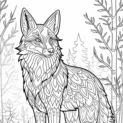 Image For Post | A fox rendered through creative drawings; detailed, expressive patterns.printable coloring page, black and white, free download - [Fox Coloring Pages ](https://hero.page/coloring/fox-coloring-pages-artistic-printable-and-fun-designs)