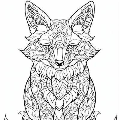 Image For Post | Fox with Mandala style patterns; detailed circles and complex details.printable coloring page, black and white, free download - [Fox Coloring Pages ](https://hero.page/coloring/fox-coloring-pages-artistic-printable-and-fun-designs)
