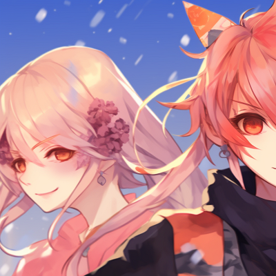 Image For Post | Three anime characters with floral elements, vibrant colors and a shared visual flow. trio pfp matching for girls pfp for discord. - [trio pfp matching, aesthetic matching pfp ideas](https://hero.page/pfp/trio-pfp-matching-aesthetic-matching-pfp-ideas)