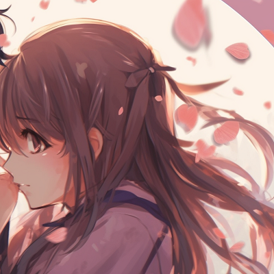 Image For Post | Two characters surrounded by sakura petals, soft colors and gentle expressions. anime matching pfp romantic couple pfp for discord. - [anime matching pfp couple, aesthetic matching pfp ideas](https://hero.page/pfp/anime-matching-pfp-couple-aesthetic-matching-pfp-ideas)