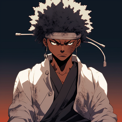 Image For Post | Afro Samurai in action, dynamic movements and strong outlines. enticing male black anime characters pfp - [Amazing Black Anime Characters pfp](https://hero.page/pfp/amazing-black-anime-characters-pfp)