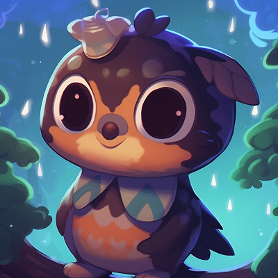 Image For Post | Celeste, the owl, gazing at the stars, dark tones with bright starlight accents. creation of animal crossing pfp - [animal crossing pfp art](https://hero.page/pfp/animal-crossing-pfp-art)